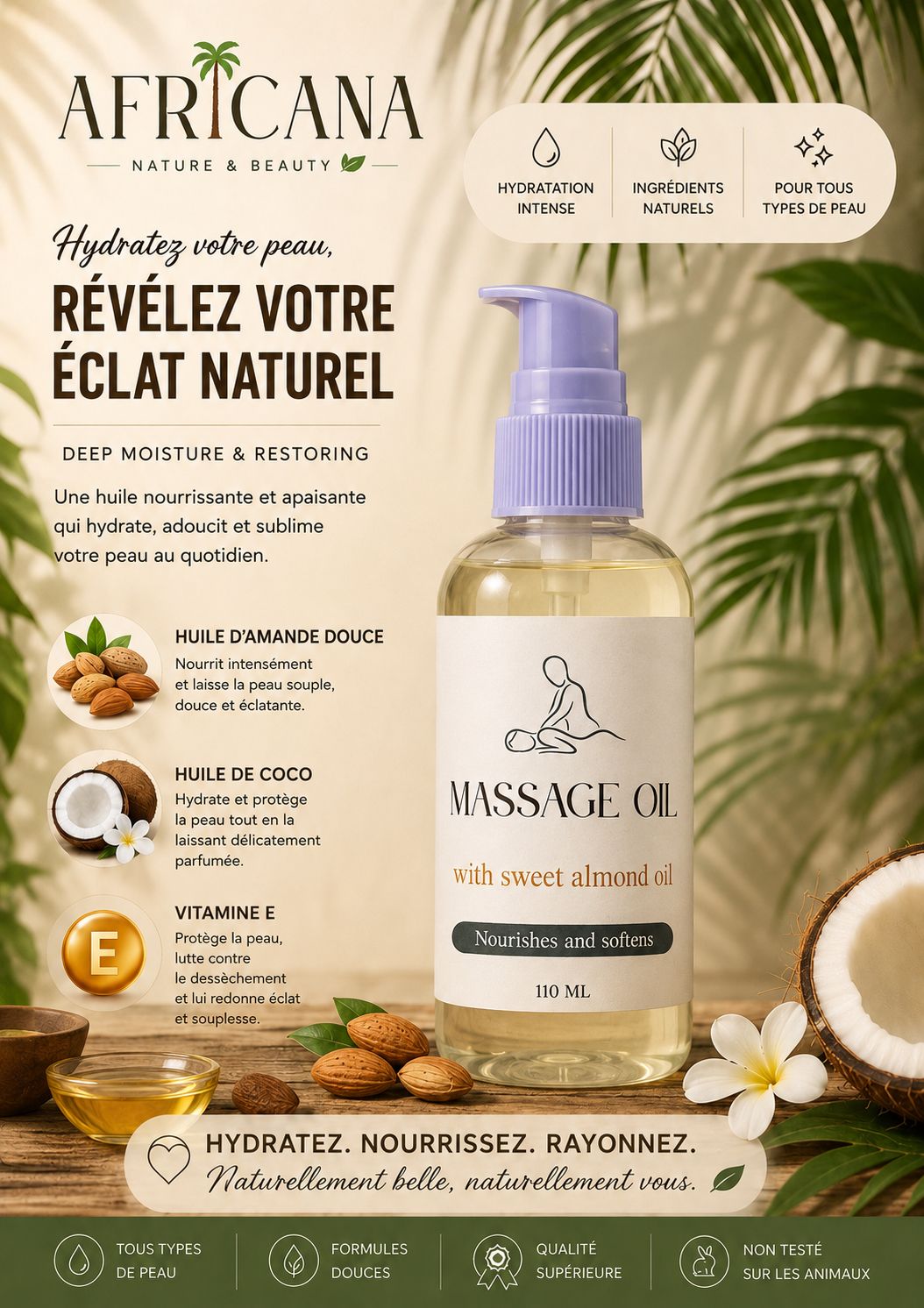Massage oil with sweet almond